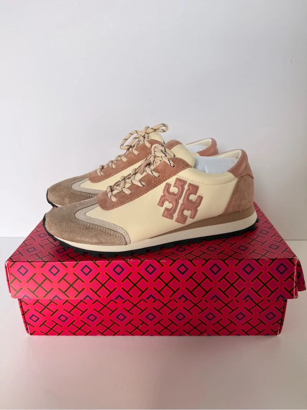 Tory Burch Vintage Nylon Sneakers Gressane Heroes Soft Malva Orzo Pink Moon SZ 7